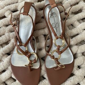 Jessica Simpson Brown Sandals with Gold Accents
